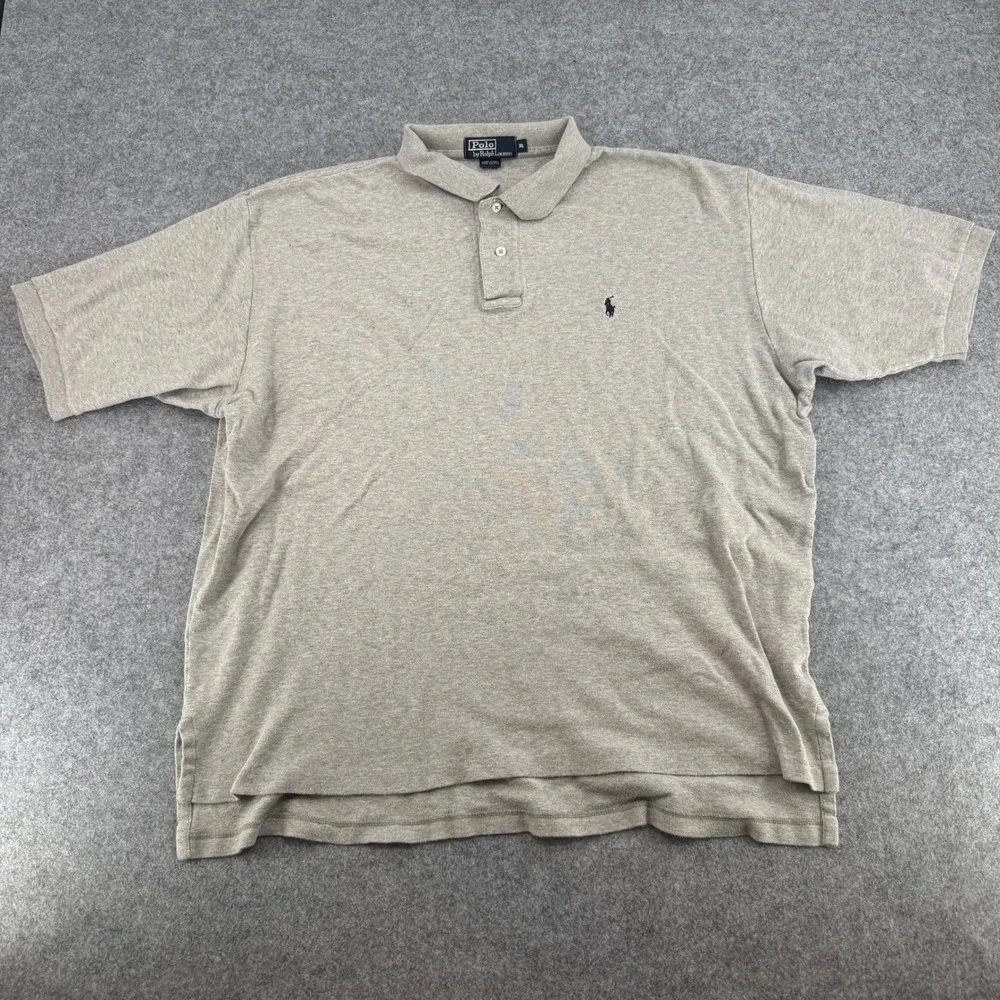 Polo Ralph Lauren Mens XL Heather Grey Short Sleeve Cotton Pony Logo Polo Shirt